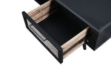 Nordic Mindi Rattan TV Dresser 2 Drawers in Mindi, Plywood, Recycled Boat Wood, Split Rattan & Iron with Nordic Black Finish