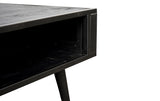 Nordic Mindi Rattan Coffee Table Open Shelf in Mindi, Plywood & Iron with Nordic Black Finish