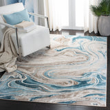 Meadow 500 Meadow 553 Contemporary Power Loomed 75% Polypropylene + 25% Polyester Rug Beige / Blue