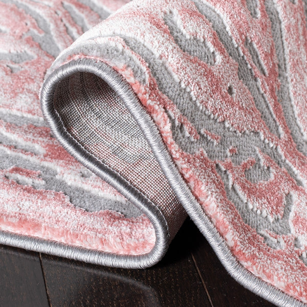 Meadow 500 Meadow 568 Contemporary Power Loomed 75% Polypropylene + 25% Polyester Rug Light Grey / Pink