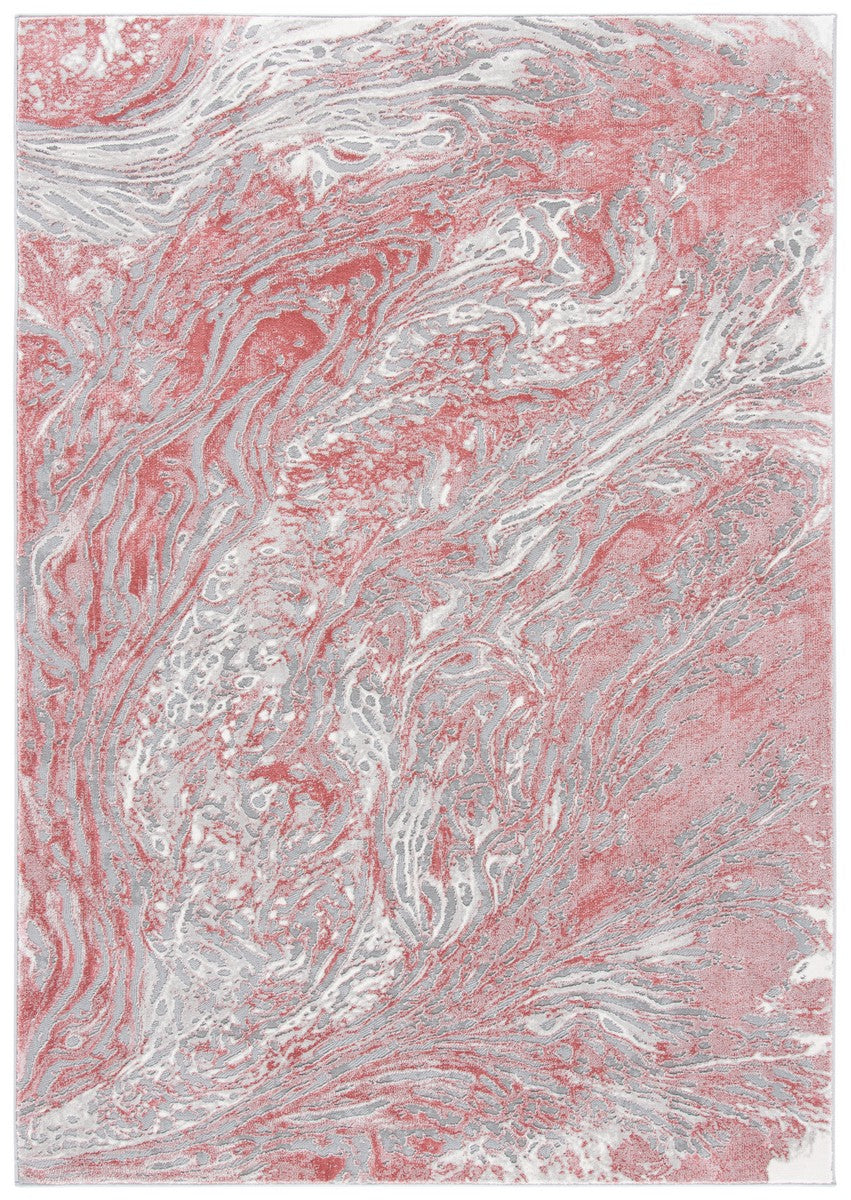 Meadow 500 Meadow 568 Contemporary Power Loomed 75% Polypropylene + 25% Polyester Rug Light Grey / Pink