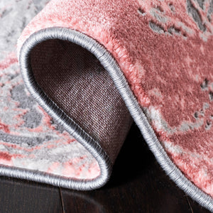 Meadow 500 Meadow 568 Contemporary Power Loomed 75% Polypropylene + 25% Polyester Rug Grey / Pink