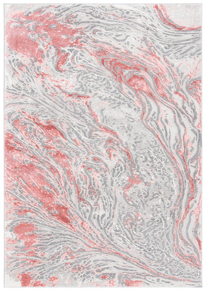 Meadow 500 Meadow 568 Contemporary Power Loomed 75% Polypropylene + 25% Polyester Rug Grey / Pink