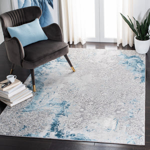 Meadow 500 Meadow 573 Contemporary Power Loomed 75% Polypropylene + 25% Polyester Rug Light Grey / Blue