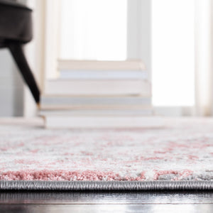 Meadow 500 Meadow 583 Contemporary Power Loomed 75% Polypropylene + 25% Polyester Rug Grey / Pink
