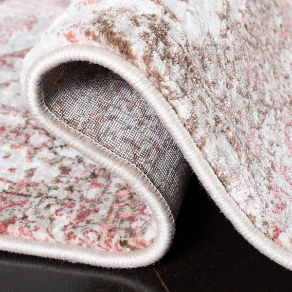 Meadow 500 Meadow 585 Contemporary Power Loomed 75% Polypropylene + 25% Polyester Rug Beige / Pink