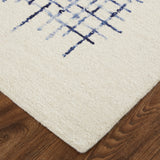 Maddox Modern Tufted Architectural Accent Rug, Ivory/Navy Blue, 2ft x 3ft