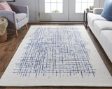 Maddox Modern Tufted Architectural Accent Rug, Ivory/Navy Blue, 2ft x 3ft