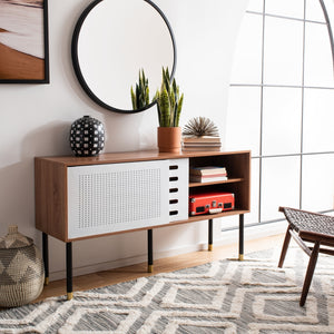 Shiloh Media Stand in White / Natural