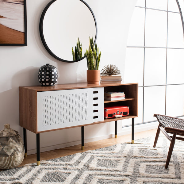 Shiloh Media Stand in White / Natural