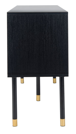 Shiloh Retro-Inspired TV Stand with Luxurious Wood Design and Stylish Gold-Capped Metal Legs