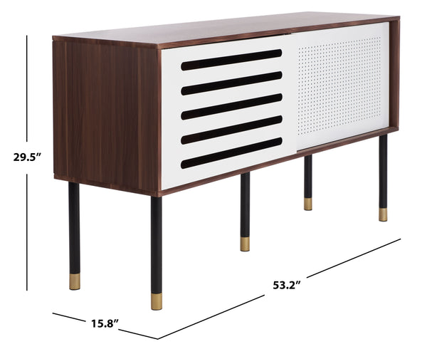 Shiloh Media Stand in White / Walnut