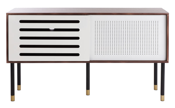 Shiloh Media Stand in White / Walnut