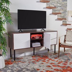 Oakley Media Stand in Walnut / White