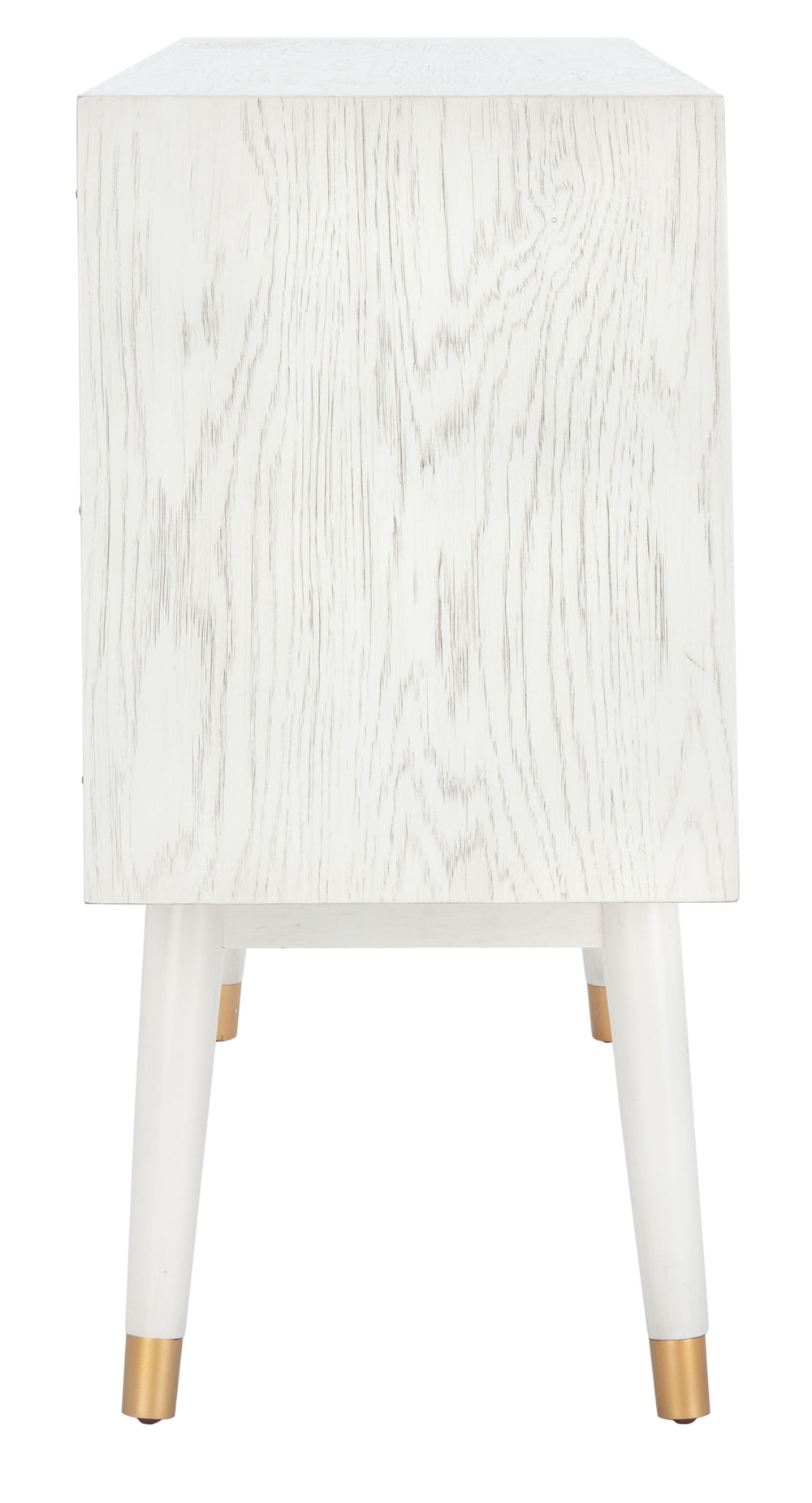 Ligia 2 Door Media Stand - Stylish Contemporary Design with Brass Accents and Hidden Cable Management