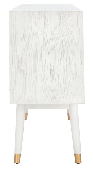 Ligia 2 Door Media Stand - Stylish Contemporary Design with Brass Accents and Hidden Cable Management