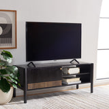 Safavieh Errington 2 Shelf Media Stand Black / Gold Accents Wood MED9000A