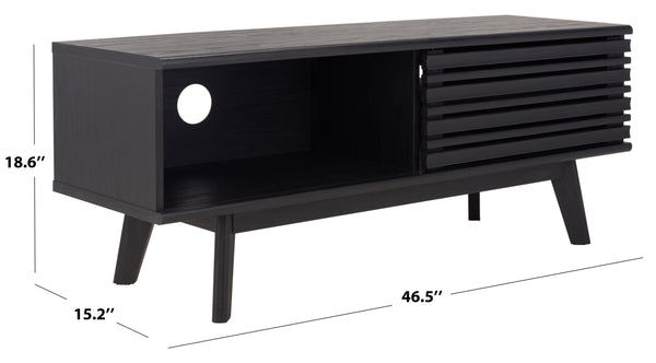 Safavieh Aurelio 2 Shelf Media Stand Black   Honeycomb/ Pb / Mdf/ Rubber Wood MED9600B