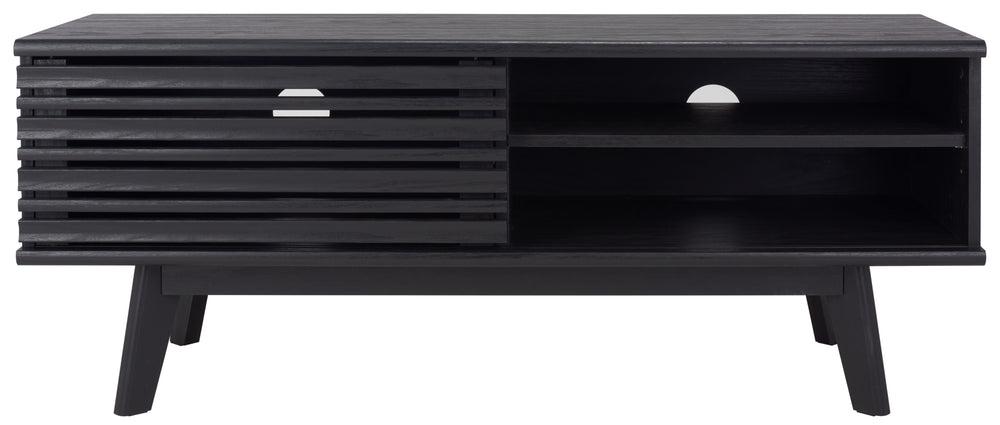 Safavieh Aurelio 2 Shelf Media Stand Black   Honeycomb/ Pb / Mdf/ Rubber Wood MED9600B
