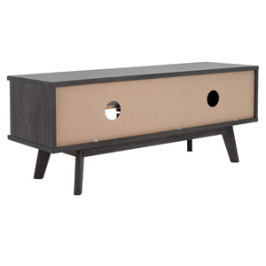 Safavieh Aurelio 2 Shelf Media Stand Distressed Black Honeycomb/ Pb / Mdf/ Rubber Wood MED9600E