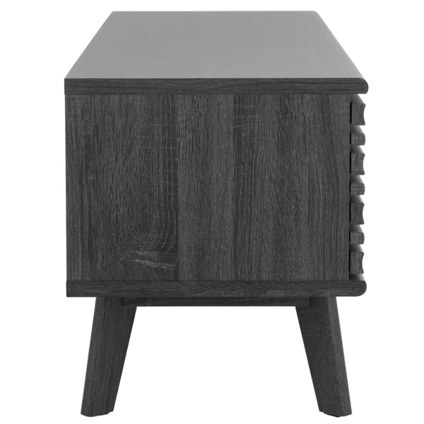 Safavieh Aurelio 2 Shelf Media Stand Distressed Black Honeycomb/ Pb / Mdf/ Rubber Wood MED9600E