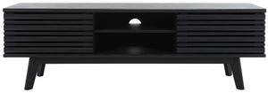 Safavieh Esma 2 Shelf Media Stand Black   Honeycomb/ Pb / Mdf/ Rubber Wood MED9601B