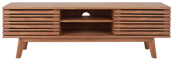 Safavieh Esma 2 Shelf Media Stand Oak Honeycomb/ Pb / Mdf/ Rubber Wood MED9601D