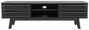 Safavieh Esma 2 Shelf Media Stand Distressed Black Honeycomb/ Pb / Mdf/ Rubber Wood MED9601E