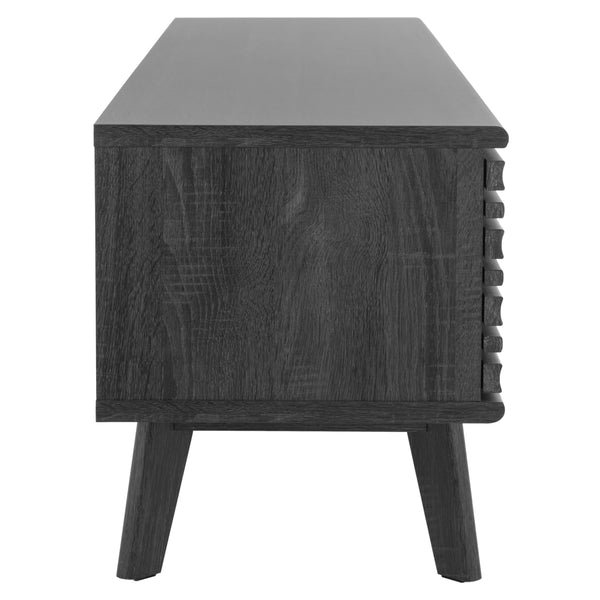 Safavieh Esma 2 Shelf Media Stand Distressed Black Honeycomb/ Pb / Mdf/ Rubber Wood MED9601E