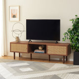 Safavieh Silvanna 2 Door Media Stand Walnut / Natural Rattan  MED9604A