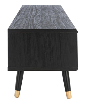 Safavieh Beatrix 2 Drawer 1 Shelf Media Stand in Black, Oak, Gold MED9607A