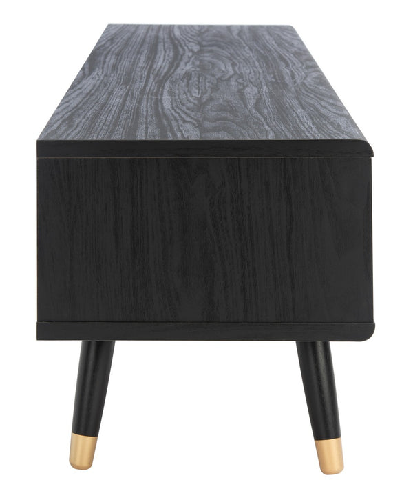 Safavieh Beatrix 2 Drawer 1 Shelf Media Stand in Black, Oak, Gold MED9607A
