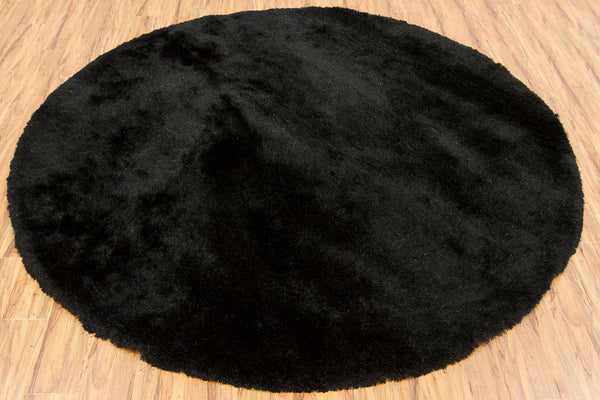 Chandra Rugs Mercury 100% Polyester Hand-Woven Contemporary Rug Black 7'9 Round