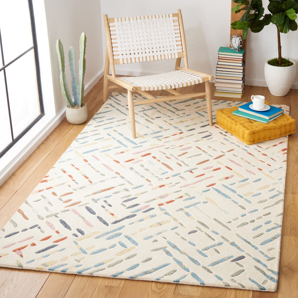 Safavieh Metro 252 Hand Tufted Pile Content: 100% Wool Rug Ivory / Blue Pile Content: 100% Wool MET252A-5