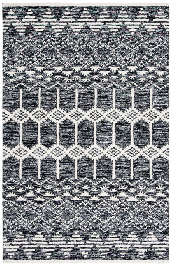 Safavieh Metro 253 Hand Tufted 100% Wool Pile Rug Black / Ivory 100% Wool Pile MET253Z-5