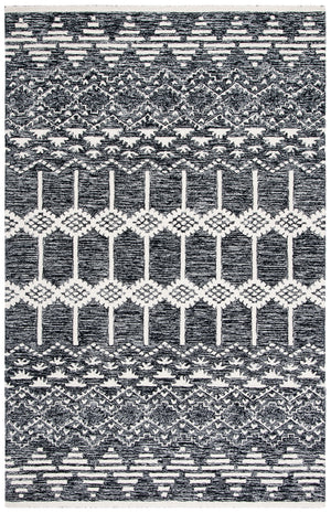 Safavieh Metro 253 Hand Tufted 100% Wool Pile Rug Black / Ivory 100% Wool Pile MET253Z-5