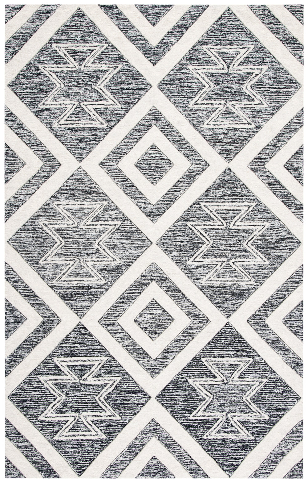 Safavieh Metro 254 Hand Tufted 100% Wool Pile Rug Ivory / Black 100% Wool Pile MET254A-5