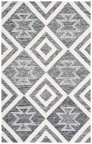 Safavieh Metro 254 Hand Tufted 100% Wool Pile Rug Ivory / Black 100% Wool Pile MET254A-5