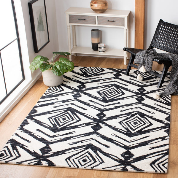 Safavieh Metro 402 Handtufted 100% Wool Rug Black / Ivory MET402Z-3
