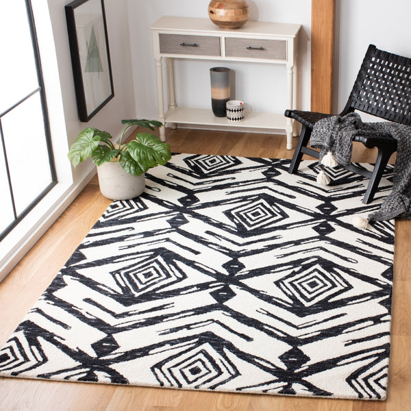 Safavieh Metro 402 Handtufted 100% Wool Rug Black / Ivory MET402Z-5