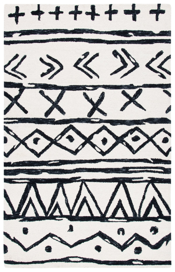 Safavieh Metro 402 Handtufted 100% Wool Rug Black / Ivory MET403Z-5