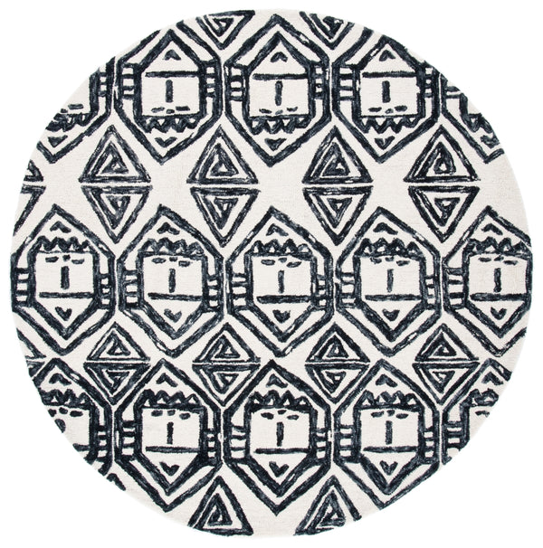 Safavieh Metro 404 Handtufted 100% Wool Rug Black / Ivory MET404Z-6R