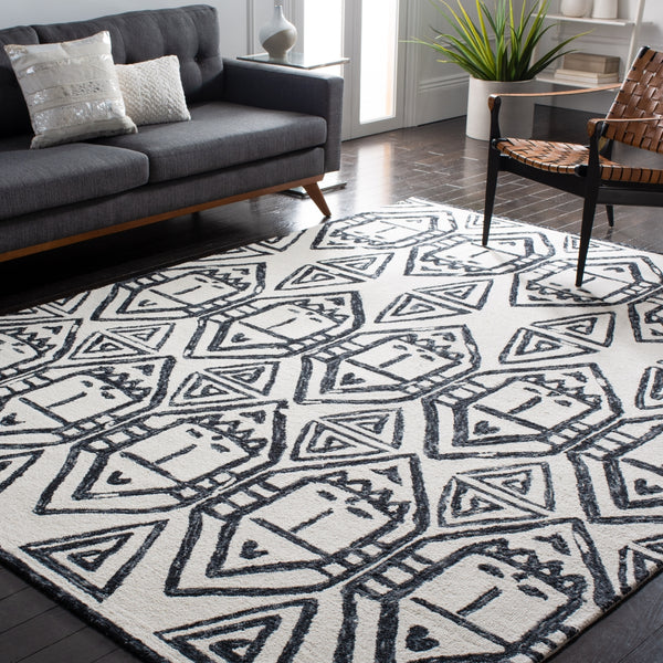 Safavieh Metro 404 Handtufted 100% Wool Rug Black / Ivory MET404Z-8
