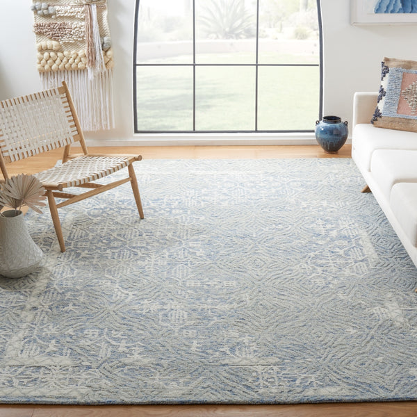 Safavieh Metro 905 Hand Tufted 100% Wool Pile Rug Blue / Ivory 100% Wool Pile MET905M-8