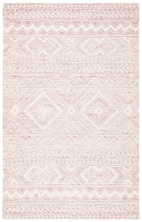 Safavieh Metro 906 Hand Tufted 100% Wool Pile Rug Dark Pink / Ivory 100% Wool Pile MET906U-5