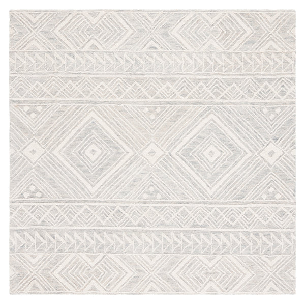 Safavieh Metro 908 Hand Tufted 100% Wool Pile Rug Light Grey / Ivory 100% Wool Pile MET908F-6SQ