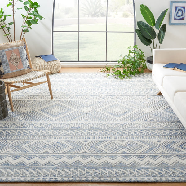 Safavieh Metro 908 Hand Tufted 100% Wool Pile Rug Blue / Ivory 100% Wool Pile MET908M-8