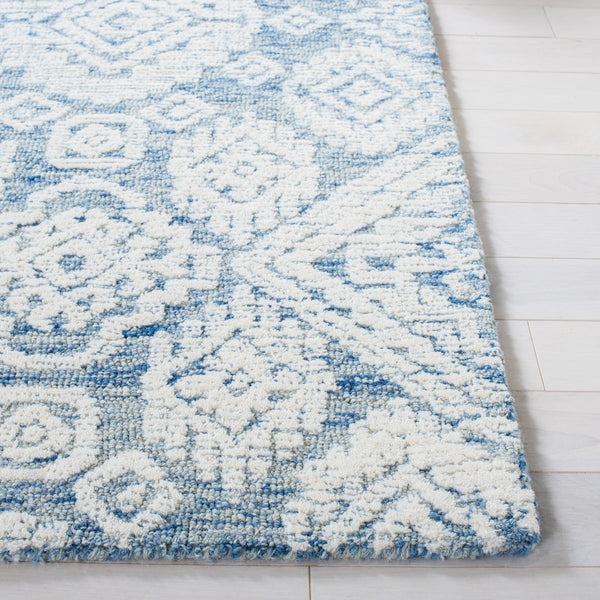 Safavieh Metro 987 Hand Tufted 100% Fine Indian Wool Pile Rug Blue / Ivory 100% Fine Indian Wool Pile MET987M-4