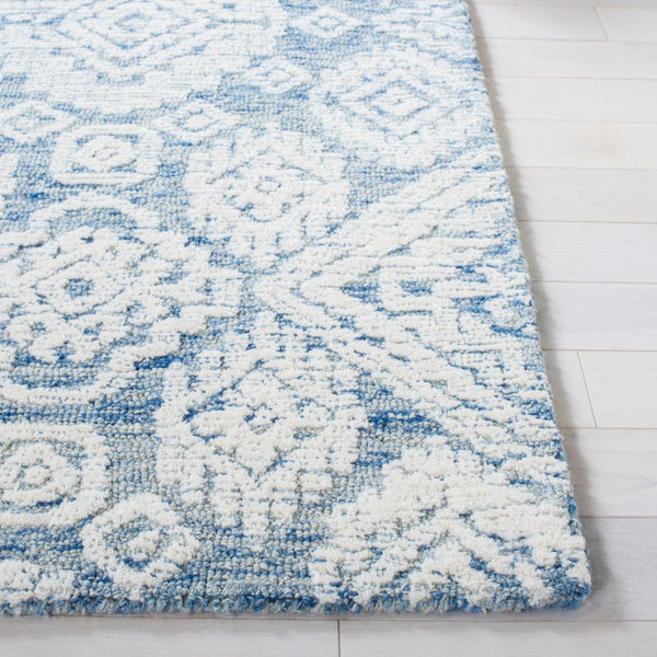 Safavieh Metro 987 Hand Tufted 100% Fine Indian Wool Pile Rug Blue / Ivory 100% Fine Indian Wool Pile MET987M-5