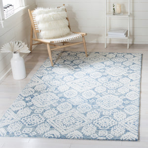 Safavieh Metro 987 Hand Tufted 100% Fine Indian Wool Pile Rug Blue / Ivory 100% Fine Indian Wool Pile MET987M-5